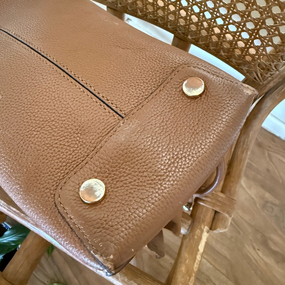 Michael Kors Cognac Brown Pebbled Leather Satchel - Picture 8 of 16